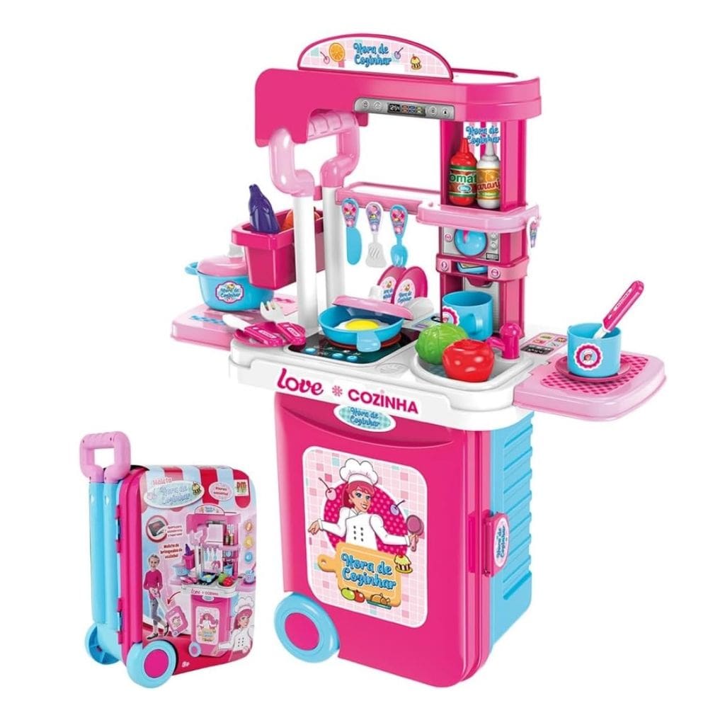 Maleta Viagem Hora de Cozinhar Menina Cozinha Infantil Rosa