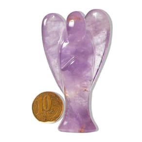 Escultura Anjo Ametista 7 a 9 cm Pedra Natural de Garimpo