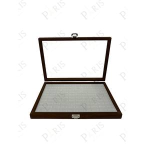 Porta Jóias para Anéis em Madeira e Vidro Marrom 36cm 14678-PL