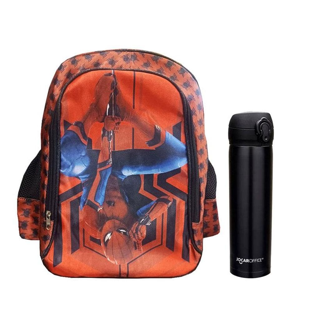 Kit Mochila Escolar Infantil Spider Man e Garrafa de Água 97826 400ml Preta - ABCD