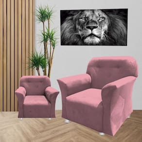 Combo Poltronas Amamentação Reforçadas Jolie Para Mamae e Jolie Infantil Rosa