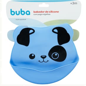 Babador Buba Em Silicone Com Pega-Migalhas Azul