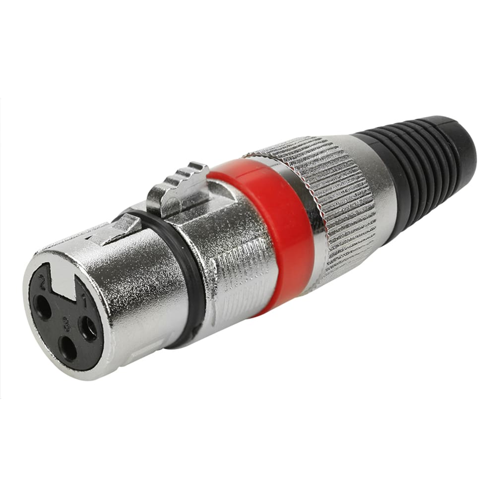 Kit 5 Peças Plug XLR Cannon Fêmea Profissional Vermelho