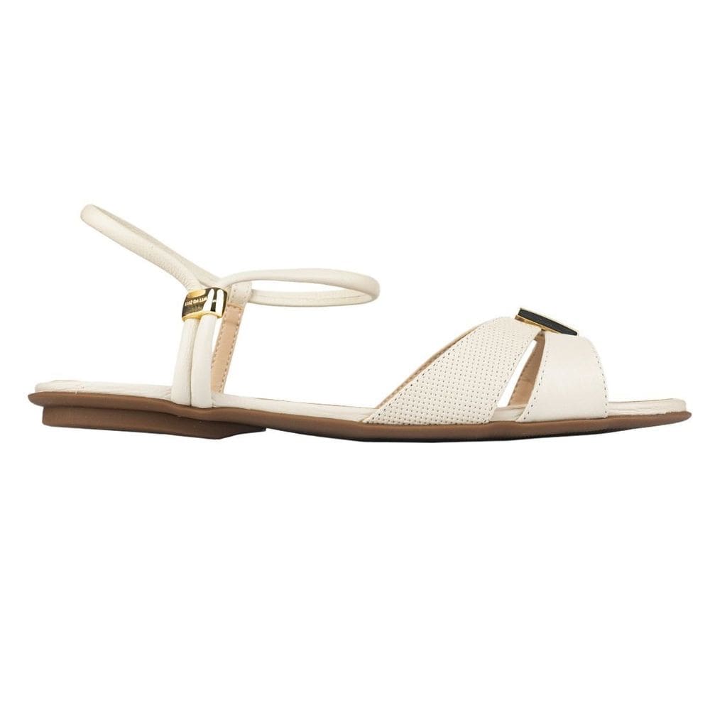 Sandália Rasteira Luz da Lua Detalhe Metal Panna