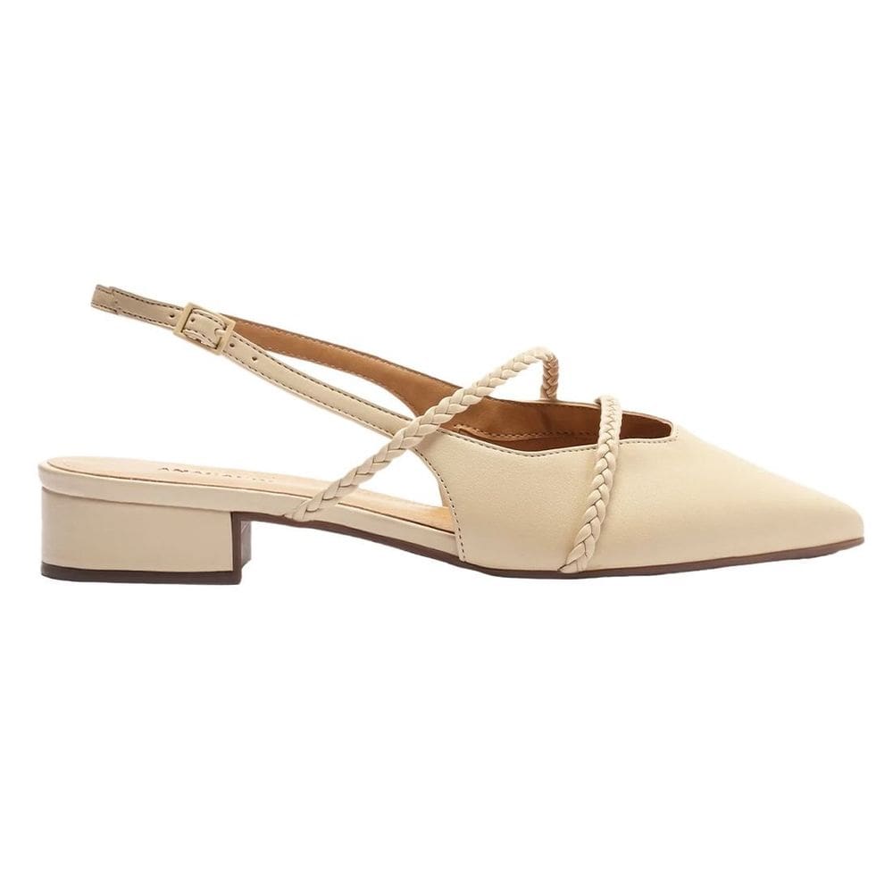 Sapatilha Salto Baixo Slingback Bico Fino