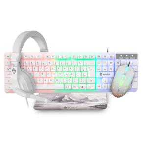 Combo Gamer Starter Branco (Teclado+Mouse+Fone+Mousepad) – Evolut