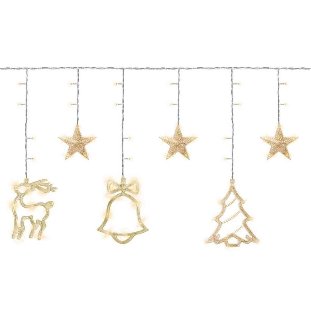 Cortina Led 3m Figuras Natalinas Luz Amarela