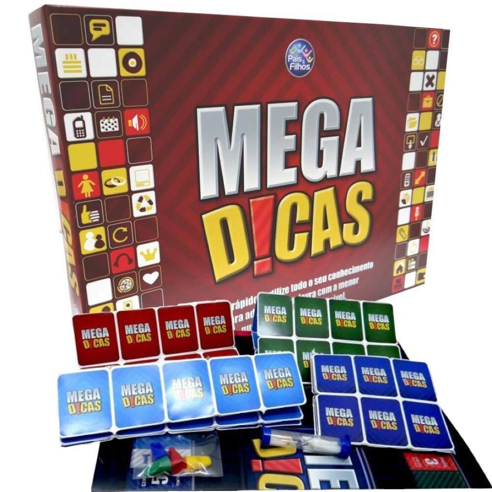 Jogo Mega Dicas Tabuleiro De Adivinhação Divertido Com 186 Peças - Pais e Filhos