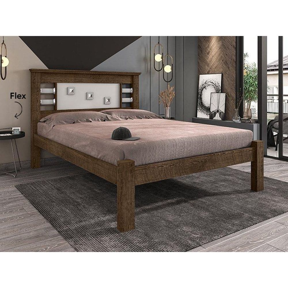 Cama com Detalhe Cabeceira Casal Lavínia Malbec e Off White