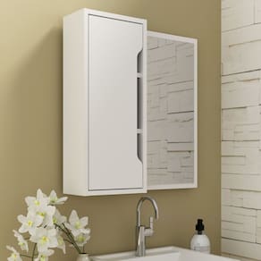 Espelho para Banheiro com 1 Porta 60x60cm Branco Tecno Mobili