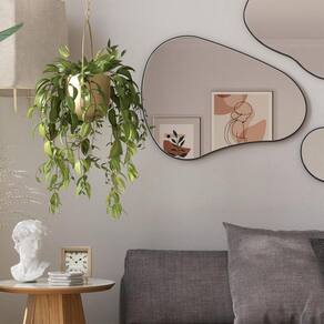 Espelho Orgânico Decorativo com Moldura Preta 80cm em MDF Dalla Costa
