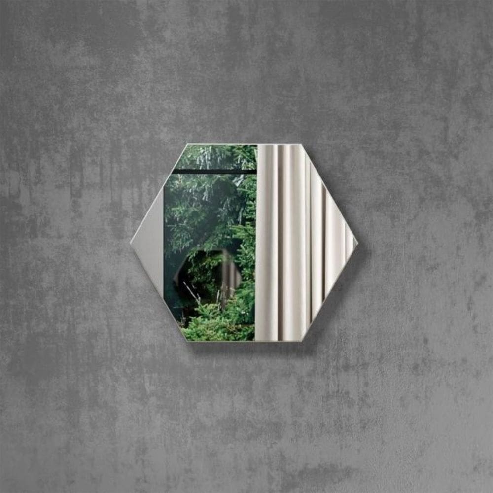 Espelho Decorativo Hexágono 34,5cm Off White Dalla Costa