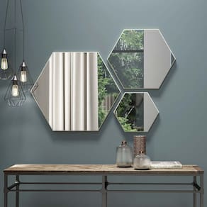 Kit 3 Espelhos Decorativos Hexagonais Off White Dalla Costa