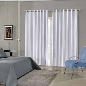 Cortina Blackout Quarto Branca Pratika Cromo 5,40 x 2,50 Voil Com Forro Corta Luz Pvc Bella Janela
