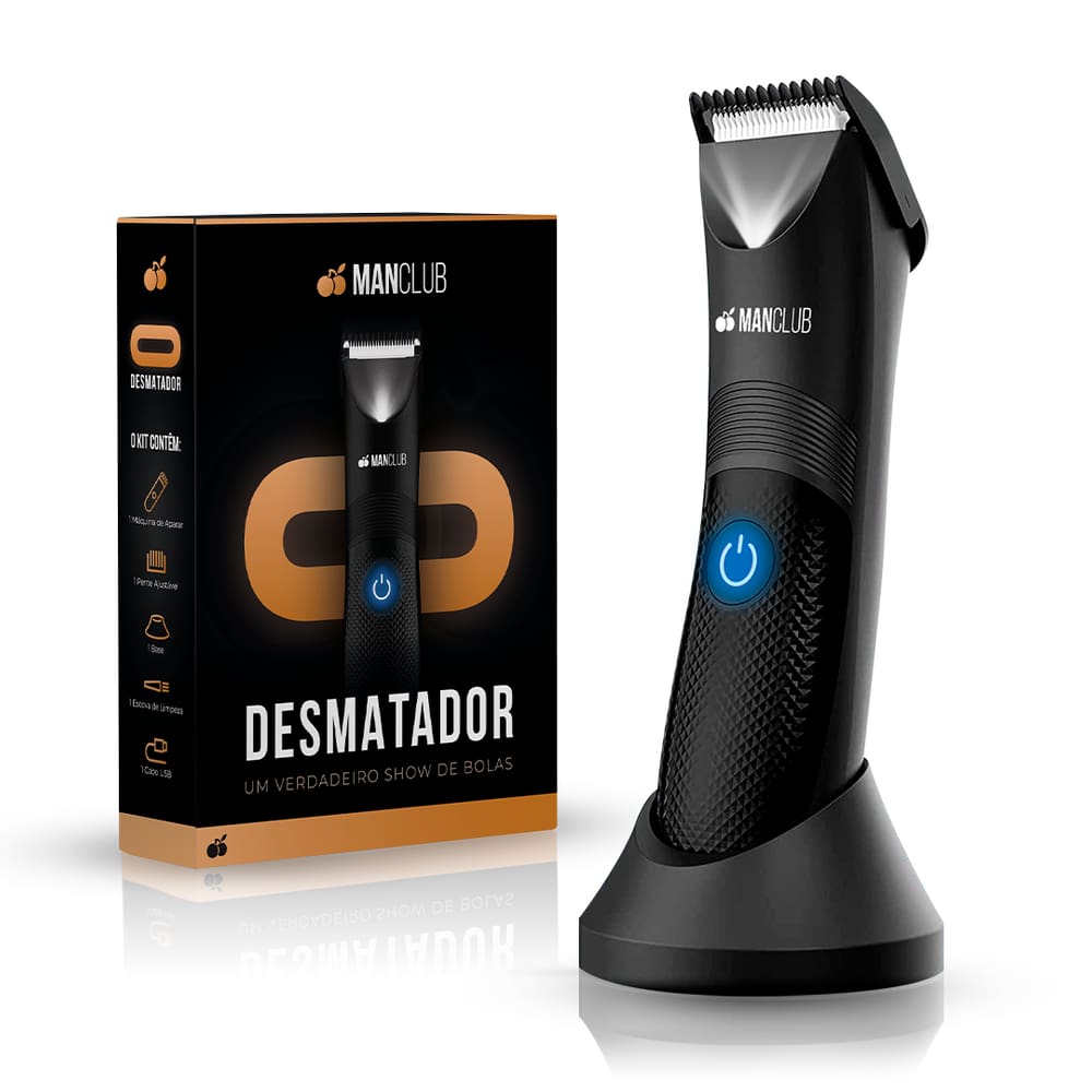 MANCLUB® O Desmatador® Aparador Elétrico de Virilha e Pelos Corporais - Lâminas de Cerâmica com Tecnologia Anti-Cortes, À Prova D`água