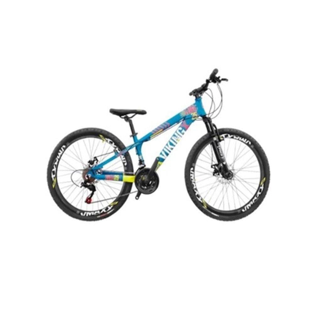 Bicicleta Viking Aro 26 Câmbio Importado 21v Vmaxx Azul Amarelo
