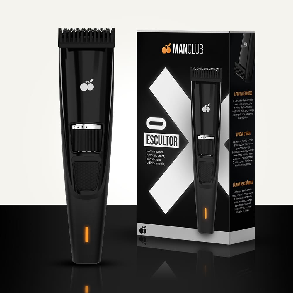 MANCLUB® O Escultor® Aparador de Pelos - Aparador Elétrico de Pelos Faciais, Barba e Bigode - Sem Fio, Bivolt, Lâmina Substituível de Aço Inoxidável