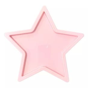 Bandeja e Petisqueira Plástica Formato Estrela Rosa (Ideal Para Decoração e Festa) 5 peças