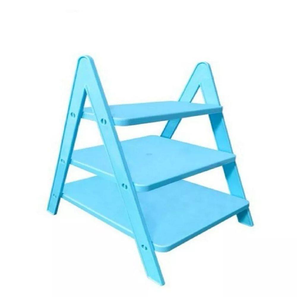 Escadinha Para Festa e Decoração, Suporte Para Doces e Lembrancinhas, Escada Desmontavel Festa (Azul)