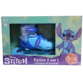 Patins Inline e Triline - Disney Stitch 2 em 1 com Conjunto de Protecao