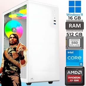 Computador Gamer i5-8400, RAM 16GB, SSD 512GB, Placa de Vídeo RX5500XT-8 GB, Fonte 600w 80 Plus, Gab Com 3 Cooler, Win11