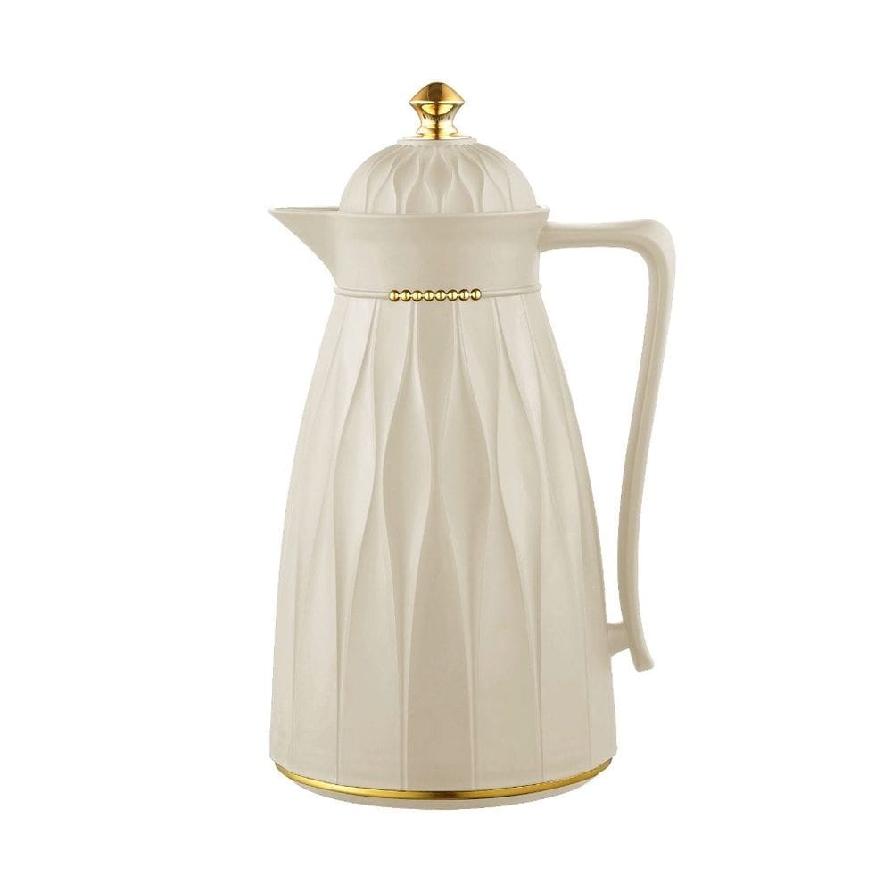 Garrafa Térmica Para Café Khadija Bege e Dourado Luxo 1 Litro - Tuut