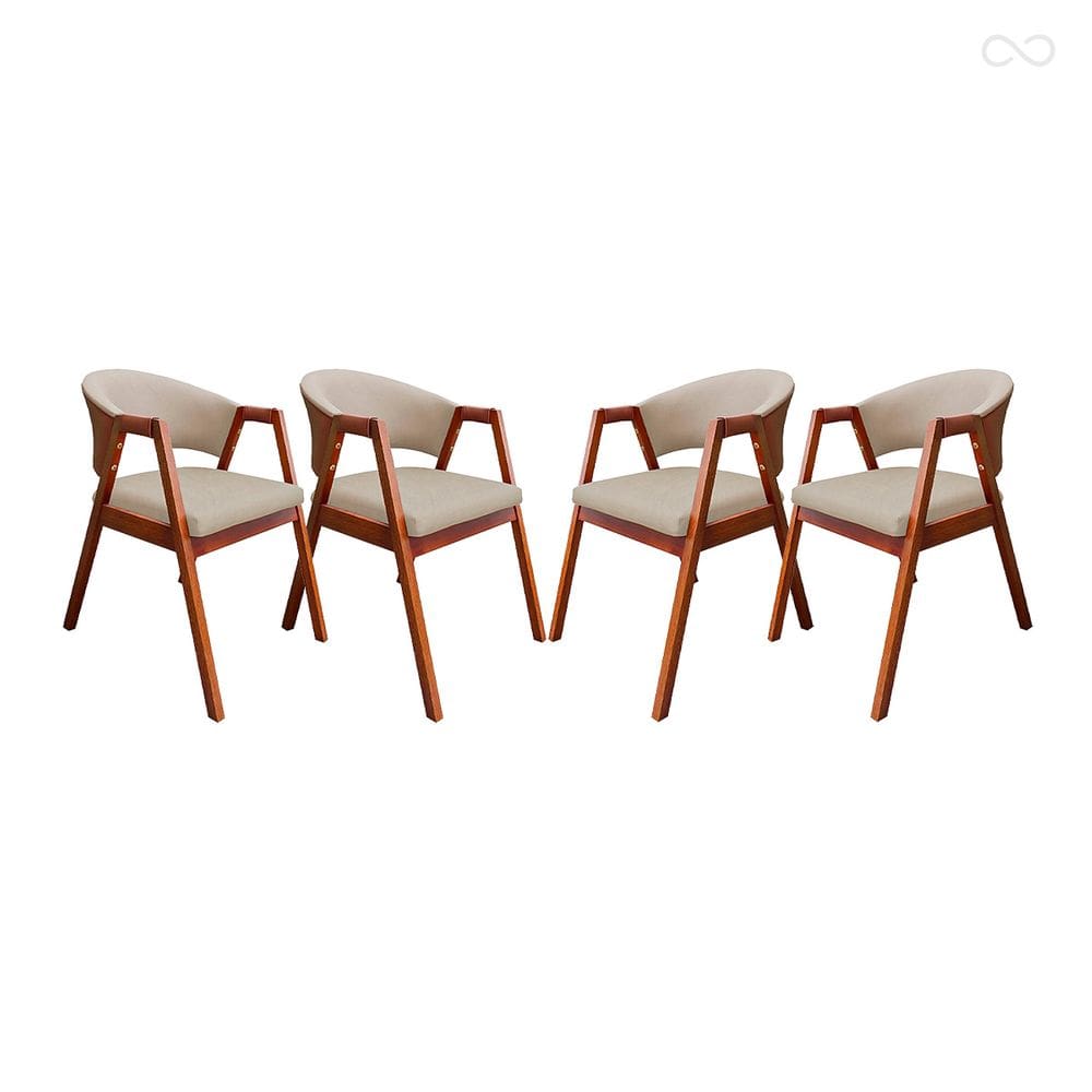 Kit 4 Cadeiras de Madeira para Sala Ravena Suede Bege Monte Rey CCS