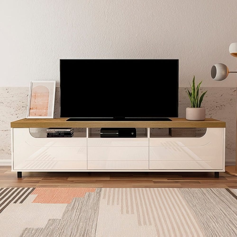 Rack Para Tv 75" 3 Nichos 2 Portas Mercury