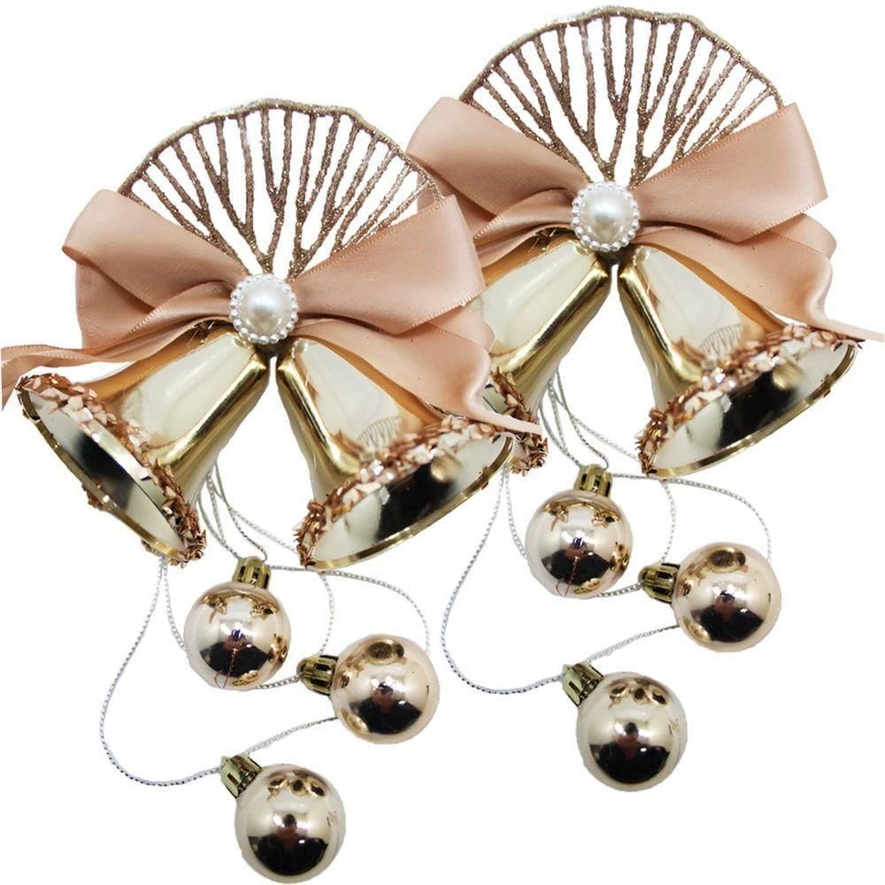 Kit 6 Enfeite Pingente Sino Bolinhas Glitter Natalino 30cm