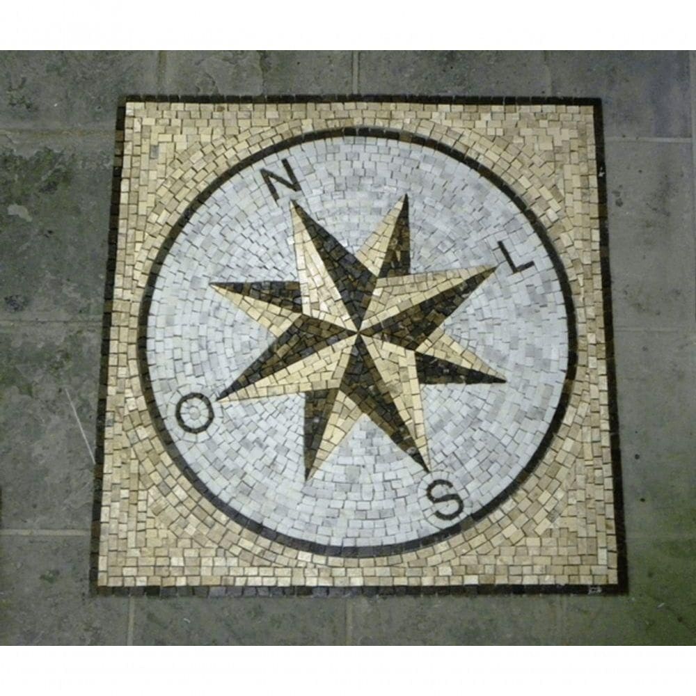 Rosa Dos Ventos Em Mosaico Com Letras Miolo Orientável