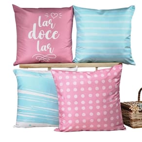 Kit 4 Capas De Almofada Decorativa Doce Lar Rosa