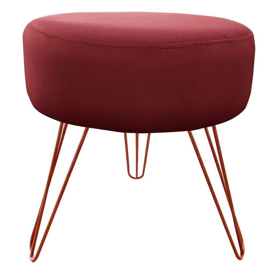 Puff Decorativos Sala Quarto Tunísia Veludo Bordo E Bronze