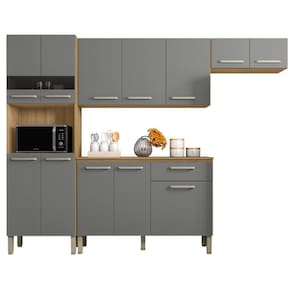 Armário De Cozinha Completo Palma Freijó Gris