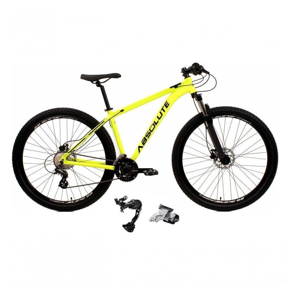 Bicicleta Aro 29 Absolute Nero 4 Câmbio Shimano Deoare E Altus 27v Freio Hidráulico Garfo Trava - Amarelo Tam.21