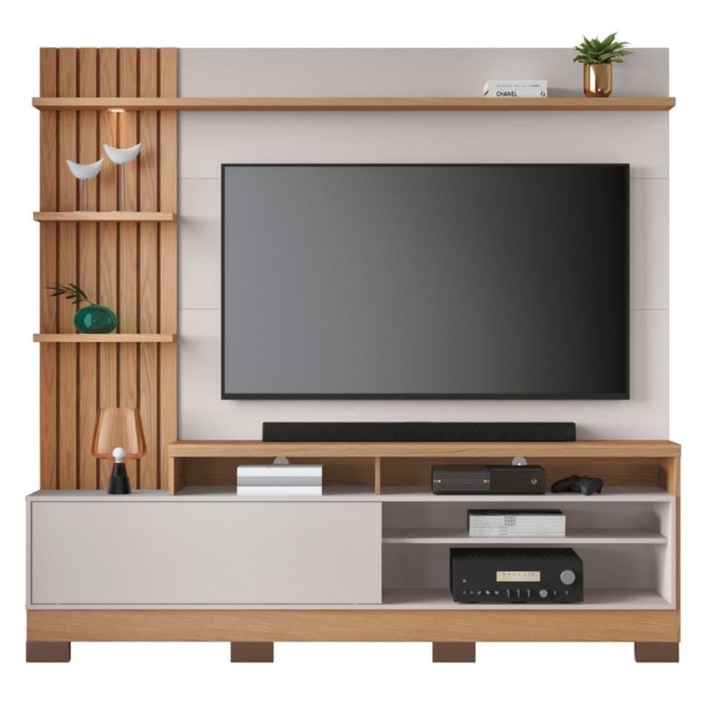Home Frisado Tvs 65 E 8 Pés Lece Freijó Off White