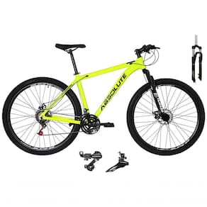 Bicicleta Aro 29 Absolute Nero 4 Câmbios Shimano 24v Garfo Com Trava No Ombro Pneu Faixa Bege - Amarelo Tam.21