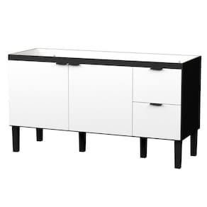 Gabinete De Cozinha Para Pia 2 Gavetas Envira Preto Branco