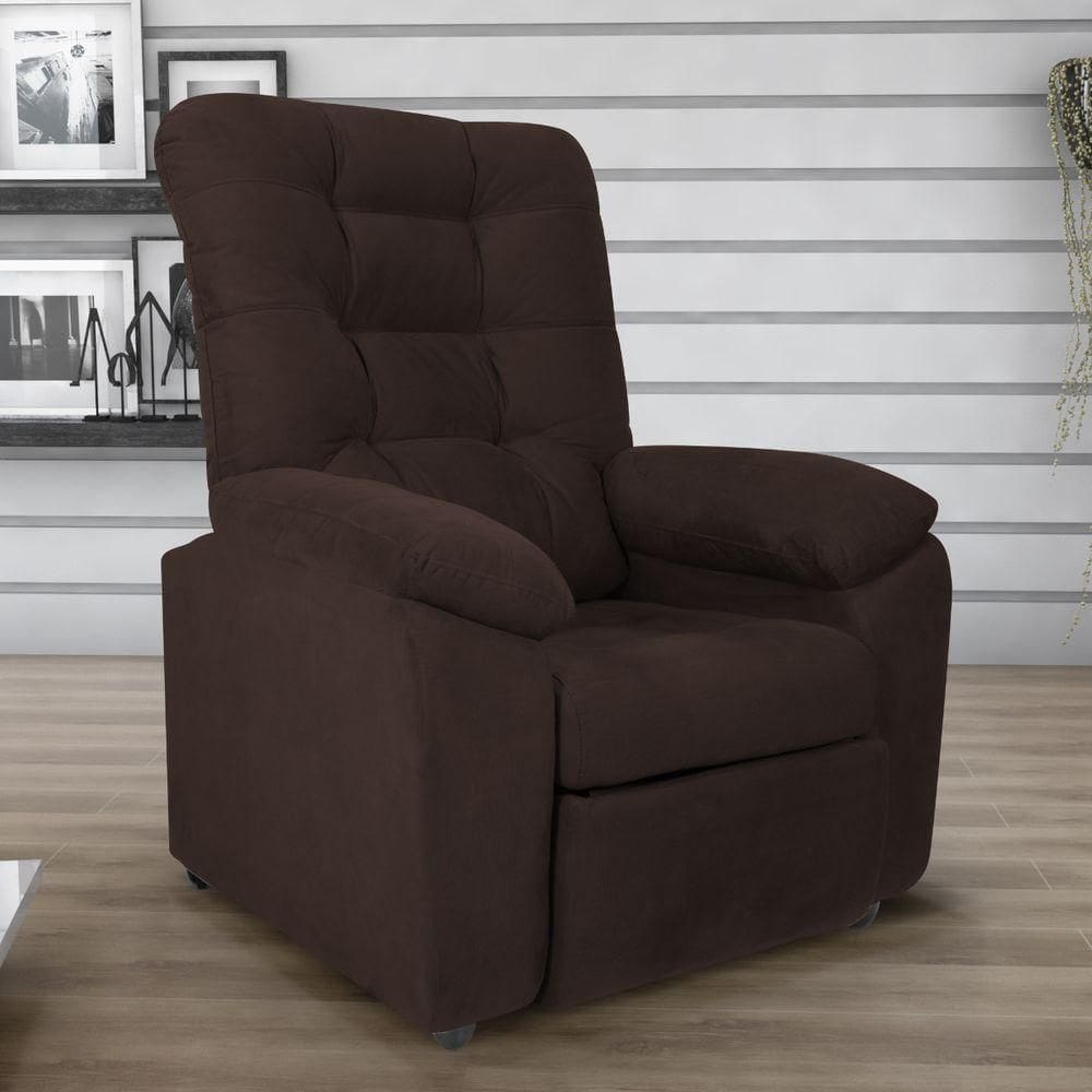 Poltrona Reclinável Almofadada Ripon Veludo Light Marrom
