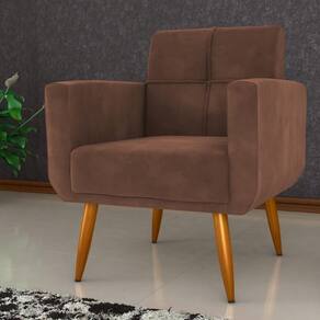 Poltrona Decorativa Para Sala Lages Veludo Ferrugem