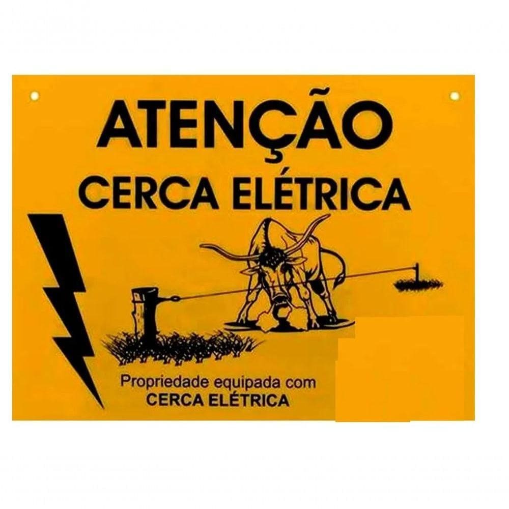 Placa De Aviso \\`\\`cuidado Cerca Elétrica\\`\\` Zebu