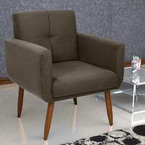 Poltrona Decorativa Para Sala Lages Suede Cappuccino