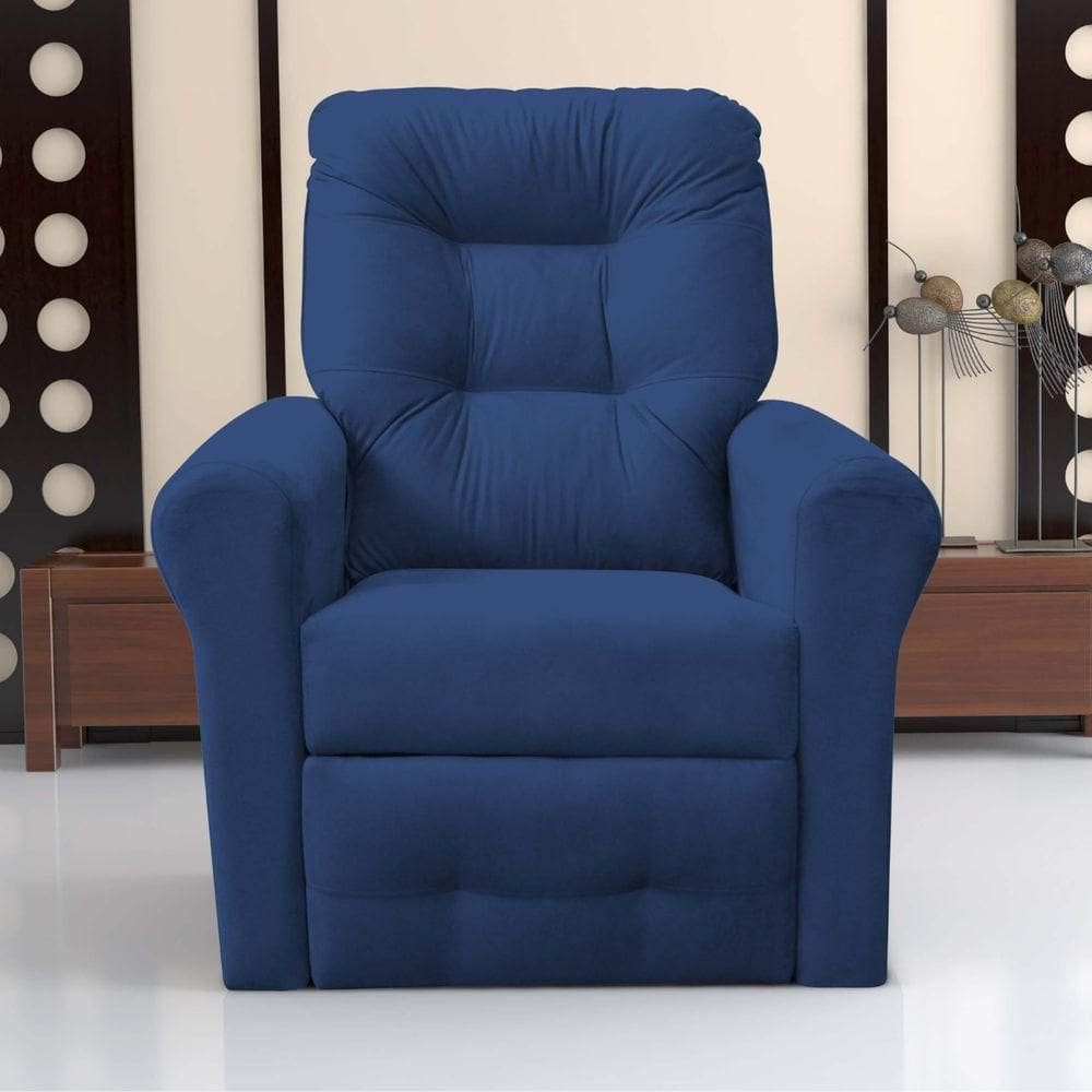 Poltrona Reclinável Para Descanso Thalia Suede Azul