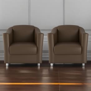 Jogo De Poltronas Decorativas Eagle Sintetico Marrom