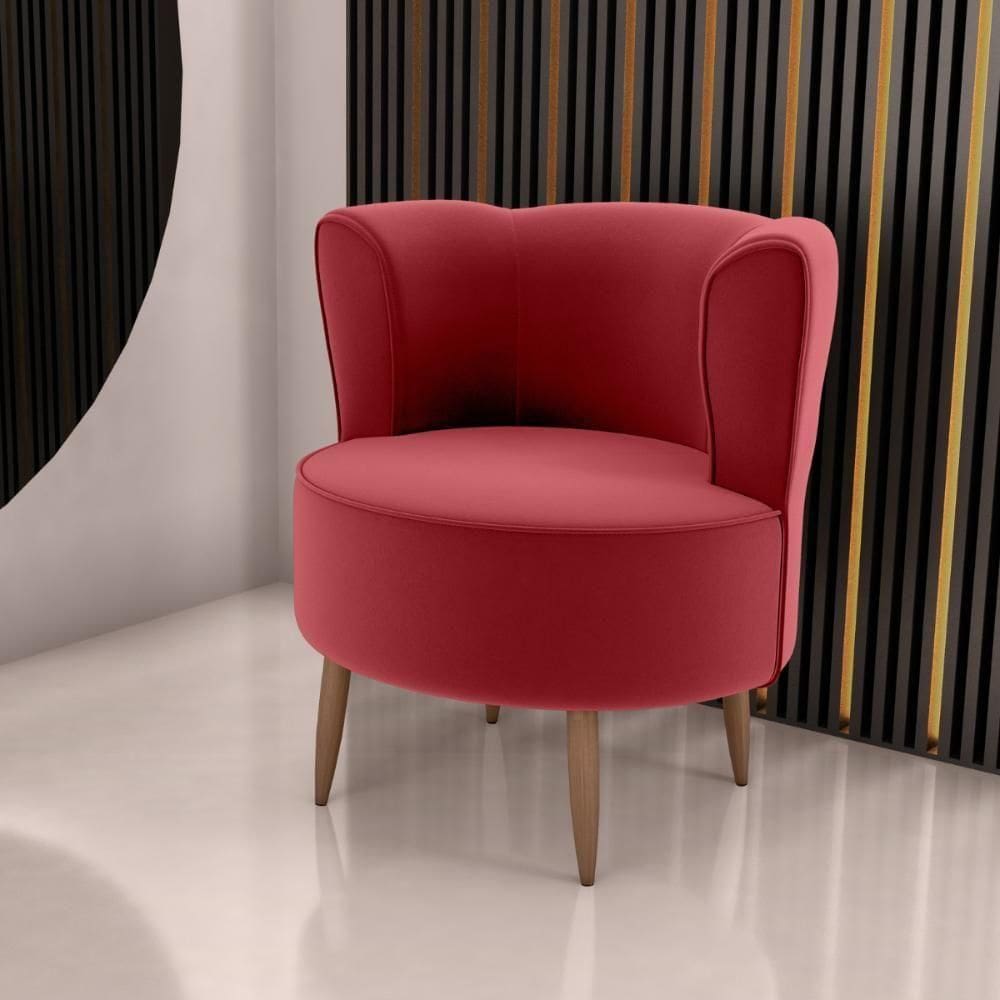 Poltrona Para Sala De Recepção Bela Veludo Vinho