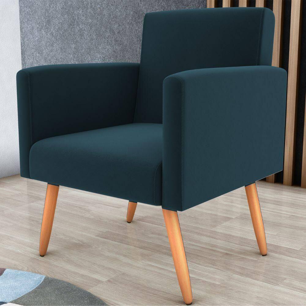 Poltrona Para Decoração Sara Suede Petróleo