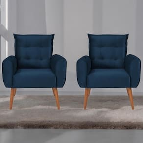 Conjunto De Poltronas Decorativas Lily Veludo Azul