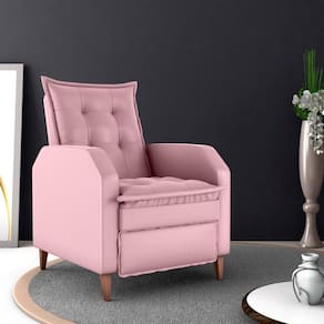Poltrona Reclinável Leeds Veludo Turkey Rosa