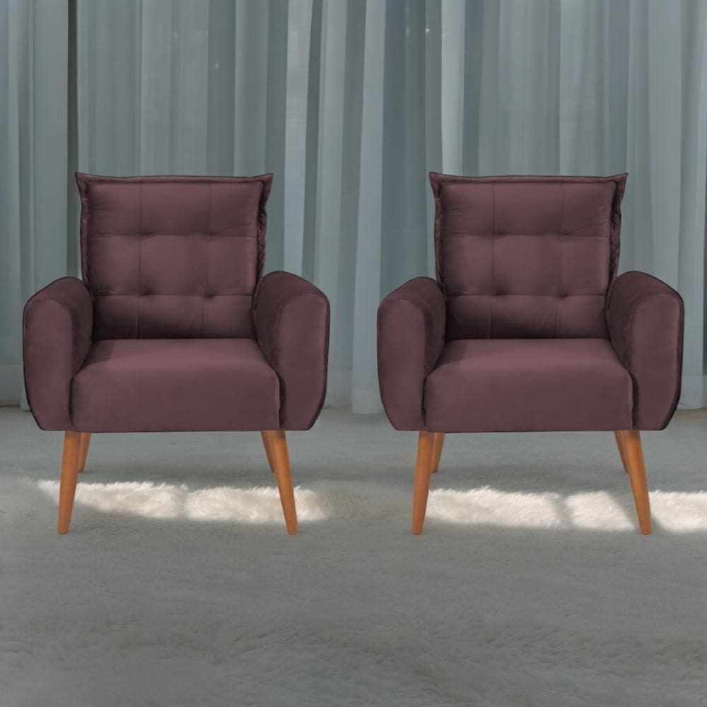 Conjunto De Poltronas Decorativas Lily Veludo Rose