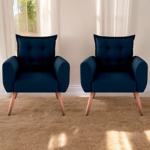 Jogo De Poltronas Decorativas Emma Suede Azul