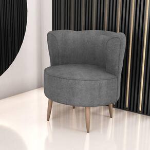 Poltrona Decorativa Para Sala Ariel Boucle Cinza